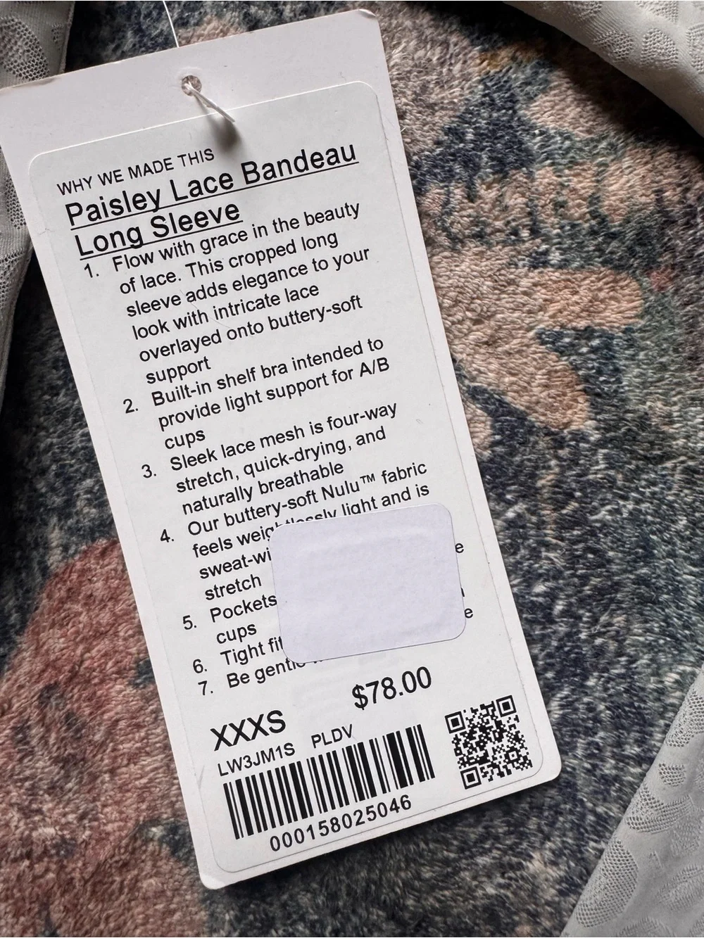 lululemon athletica Paisley Lace Bandeau Long-Sleeve Cropped Top